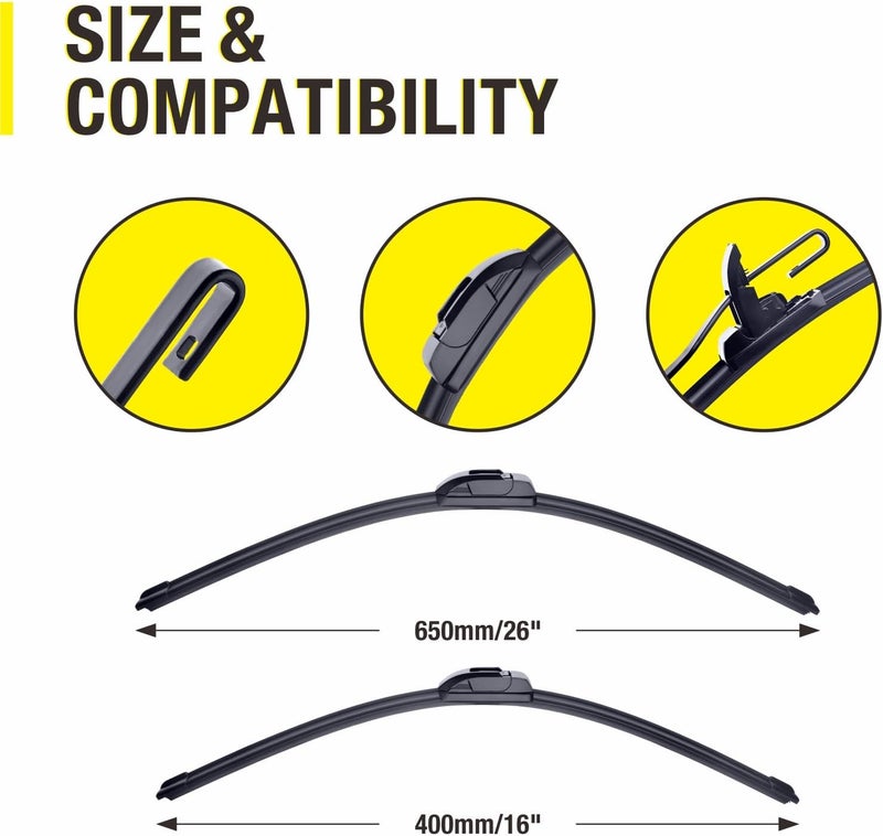 5PLUS 3 Wipers 26"/16"/12" Replacement For Toyota RAV4 2022 2021 2020 2019,Mazda 5 2015-2006, 26 Inch+16 Inch Windshield Wiper Blades with 12 Inch Rear Wiper Blade - Image 2